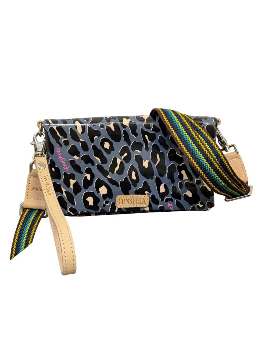 Consuela Leopard Print Crossbody Clutch With Adjustable Strap